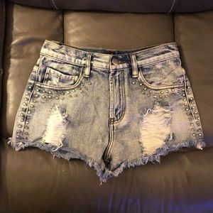 Studded high waisted shorts